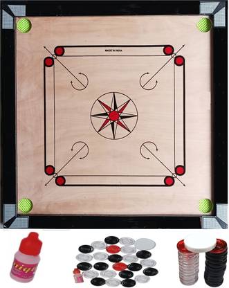 Kumud Carrom Board 20x20 inches|Coins|Powder & Striker 50.8 cm Carrom Board