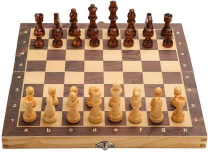 prezzie Foldable Wooden Chess Game Board Set Strategy & War Party & Fun Games Board Game 4 cm Chess Board