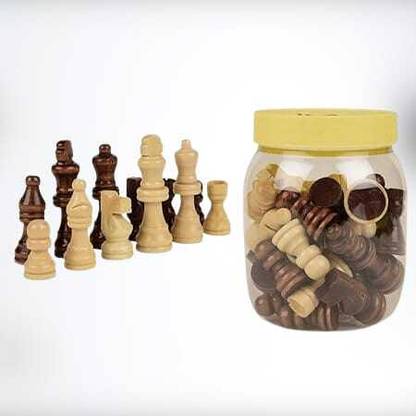 Hyper Wooden Complete Set of 32 Chess Pieces, Chess Coins, Chessmen, King size 2.15 cm Chess Board