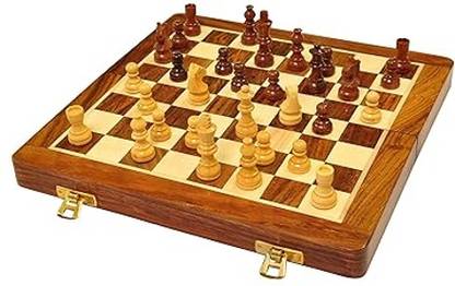 Esstrive Wooden Handcrafted Foldable Magnetic Chess Board Set with Magnetic Pieces 5.1 cm Chess Board