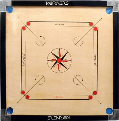 KORNERS Professional Carrom Board Full Size Board with Coins,Striker Powder (4mm) 80 cm Carrom Board