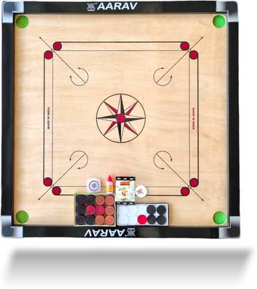AARAV For Adults Full Size 32 Inches with 2 Set Coins Premium Product 3.17 cm Carrom Board