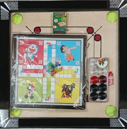 Red Queen Small carrom with Ludo and snake 4 cm Carrom Board