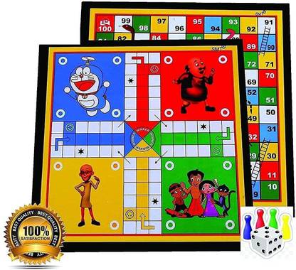 DTD Ludo Board, Snakes & Ladders (2 in 1 Games)12 Inches with Free Dice 30 cm Carrom Board
