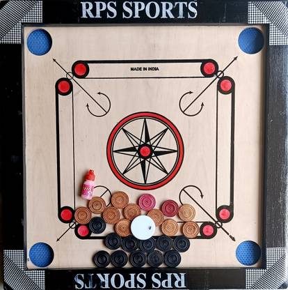 RPS Carrom Board 20x20 inches |24 pcs Wood Coins| Powder & Striker 20 cm Carrom Board