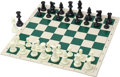 TIMA Professional Vinyl Chess Set with Bag Green 17 x 17 inches,for 6 years and up 6 cm Chess Board