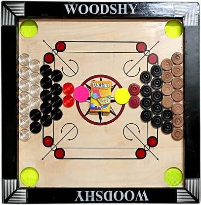 woodshy Mixed Coins Carrom Board for Kids 20 inche glossy finish 4 cm Carrom Board