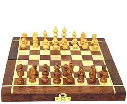 EcoNucleaX 6 inch x 6 inch Wooden Chess Board With Chess Pieces 5 cm Chess Board