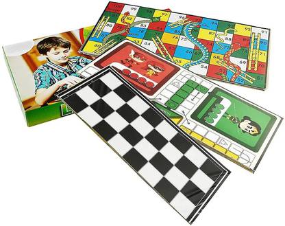 steppes 3 in 1 Board Games for Kids and Adults Boys and Girls Including Chess Ludo ETC 12 cm Carrom Board