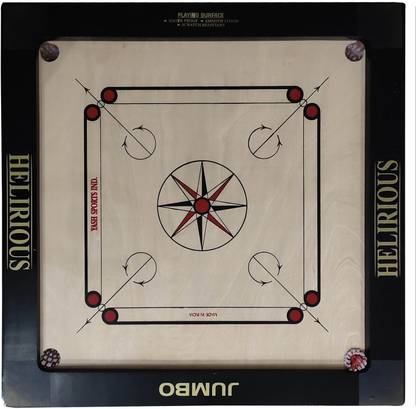 HELIRIOUS Carrom board Club-Jumbo Size-36 Inch ( 3 in Border ) With Coin, Striker 81 cm Carrom Board