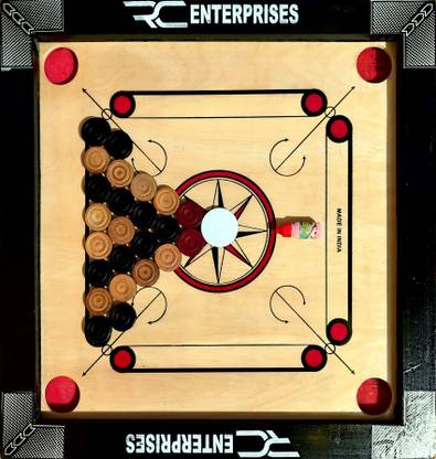 r c enterprises CARROM BOARD with 24Pcs. Wooden Coins, Powder, Striker 50 cm Carrom Board