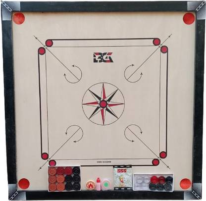 Ishu Sports CARROM BOARD WITH 2 STRIKER,2 POWDER,1 WOODEN COINS AND 1 CRYSTAL COINS 82 cm Carrom Board