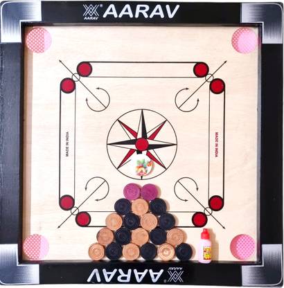 AARAV Carrom Board For Kids 20 Inches Premium Product with Wooden Coins 3 cm Carrom Board