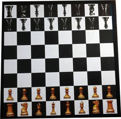 VBA Sports Wooden Chess board Ludo & Snake Board With 2 Set of Ludo & 1 Chessmen coin Set E 30.48 cm Chess Board