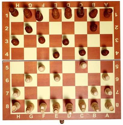 HHS SPORTS Handmade Wooden Chess Board with Wooden Chessmen Set 35.5 cm Chess Board