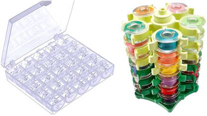 Gemsy White Bobbin Tower Storage Plastic Bobbins