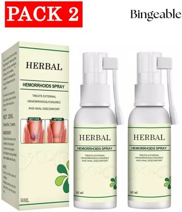 Bingeable Hemorrhoid Relief Herbal Spray 50ml (Pack of 2) | Natural Piles Solution Spray