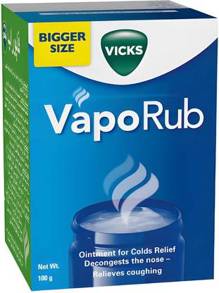 VICKS VapoRub Ointment For Cold Relief Decongests The Nose (Imported) 100 Gm Balm