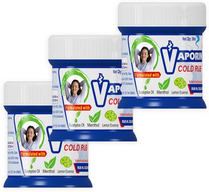 Vaporin Cold Rub - 30mL(Pack Of 3) Balm