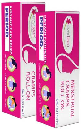 everteen Menstrual Cramps Roll-On for Period Pain Relief in Women - 2 Packs (10ml Each) Liquid