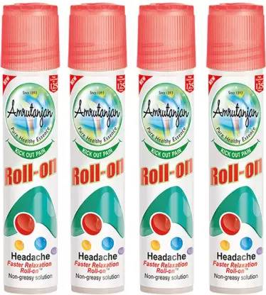 Amrutanjan Headache Faster Relaxation Roll-On 4Unit (4 x 5ml) Liquid