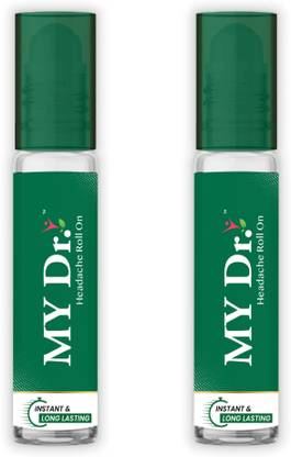 MY Dr. Headache Roll-On|Migraine,Stress,Sinus,Fatigue|No-Mess,No-Grease|Ayurvedic|2s PK Liquid