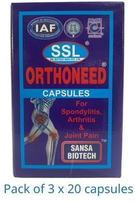 Homopathic SSL Orthoneed Capsules for Spondylitis, Arthritis and Joint Pain Capsules
