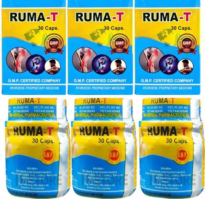 RUMA T CAPSULE FOR JOINT PAIN,RHEUMATOID ARTHRITIS,SCIATICA,MUSCLE PAIN PACK OF 3 Capsules