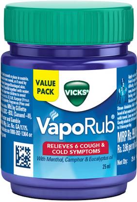 विक्स Relief From Cold, Cough, Blocked Nose, Headache, Body ache, Muscular stiffness and Breathing difficulty Vaporub बाम