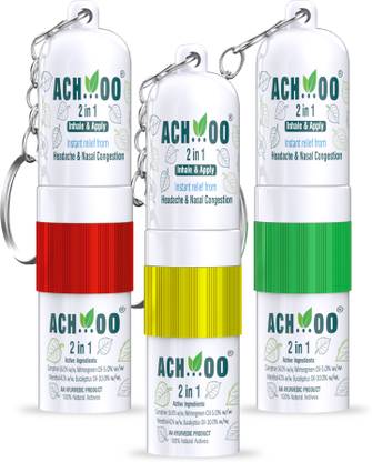ACH...OO 2 in 1 Natural Inhaler and Applicator Breathe Easy for Cold & Nasal Congestion Key chain (Pack of 3) Vaporizer