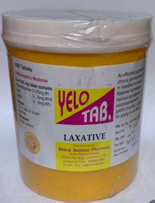 Homopathic BHP Yelo Tab - Laxative for Digestive Disorders and Constipation Tablets