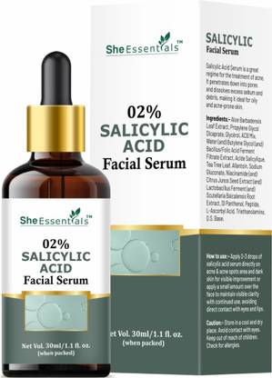 She Essentials 2% Salicylic Acid Face Serum for Clog Open Pores, Acne, Acne Mark, Sebum Control