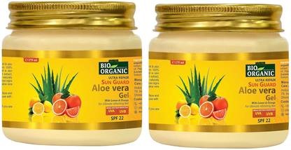 Indus Valley Bio Organic Sun Guard Aloe Vera Gel With Lemon & Orange (Set Of 2) -SPF 22 - (350ml)
