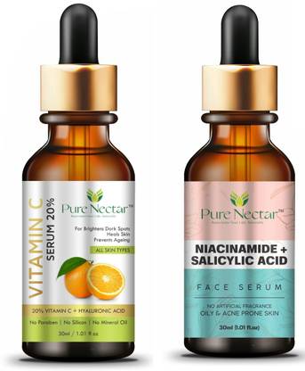 Pure Nectar Niacinamide + Salicylic Acid & Vitamin C Face Serum Pack of 2