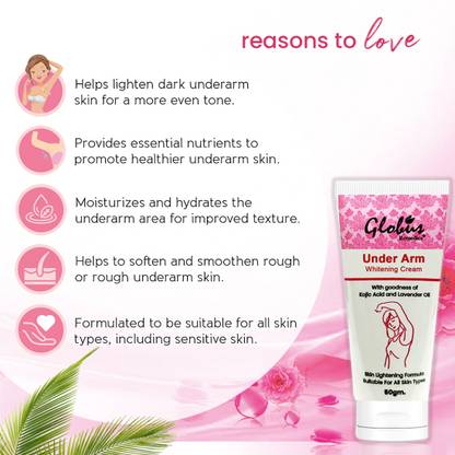 Globus Remedies Dark Underarm Whitening Cream, Suitable for All Skin Types, Set of 5
