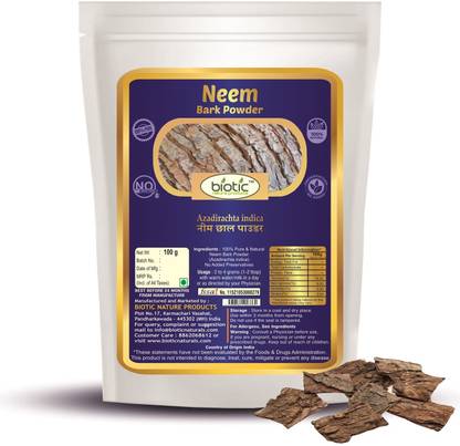 biotic Natural Neem Bark Powder | Azadirachta Indica | 100 G.