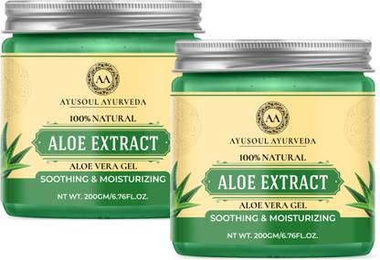 Ayusoul Ayurveda Aloevera Gel (Green) with Green Aloe Vera Pack of 2