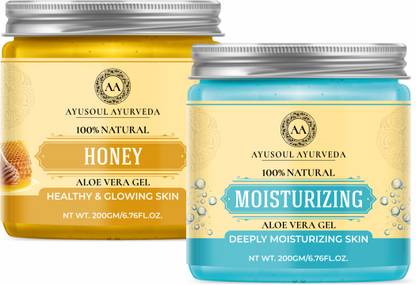 Ayusoul Ayurveda Aloevera Gel with Honey Extract & Moisturizer Gel Pack of 2