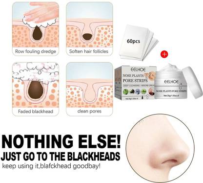 BNF Remover Cream With 60 Sheet Nose Pore Strips For All Skin Types Removal