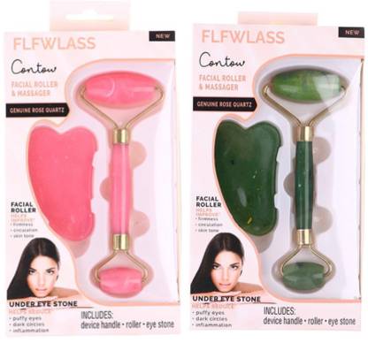 Loyalmart Natural Jade Gua Sha Scraper Board Massager Rose Quartz Guash Stone ( Pack of 2)