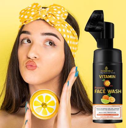 Rosevely Natural Vitamin C Foaming For Pimple Prone & Oily Skin - No Parables, Sulphate, Silicones Face wash Face Wash
