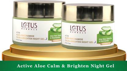 LOTUS HERBALS Active Aloe + Niacinamide Calm & Brighten Night Gel ( Pack Of 2 ) (50g * 2 )