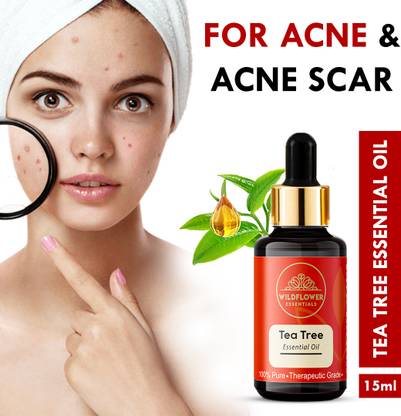 Wildflower essentials 100% Pure & Natural Tea Tree Essential Oil For Face Reduces Acne Scars & Pimples