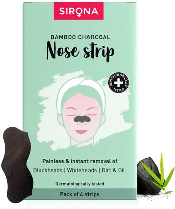 SIRONA Blackhead Remover Bamboo Charcoal Nose Strips for Women - Pack of 4