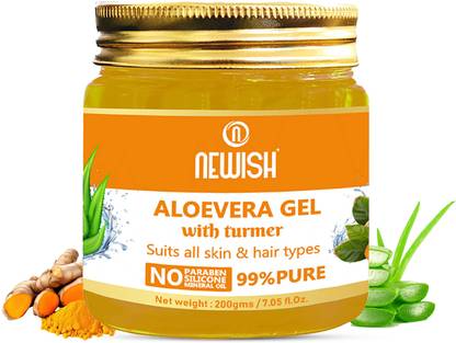 NEWISH Aloe vera Gel With 100% Pure Turmeric For Skin, Hair And Body