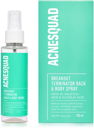 Acne Squad Breakout Terminator Back & Body Spray with 2% Salicylic Acid and Glycolic Acid