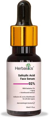 Herbasics 2% Salicylic Acid Serum for Acne, Blackheads & Open Pores-Exfoliating BHA Serum
