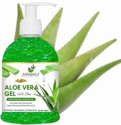 Pure Jangali Organics Aloevera Gel with Saffron for Nourishing & Hydrating Face, Skin & Hair (300 g)