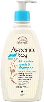 Aveeno Baby Daily Moisture Wash & Shampoo| Natural Oats Extract for Baby's sensitive Skin