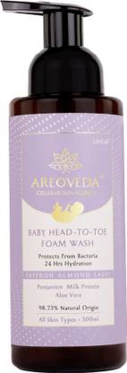 Areoveda Baby Head To Toe Foam Wash With PENTAVITIN, pH 5.5, 24 Hrs Hydration, Tear Free